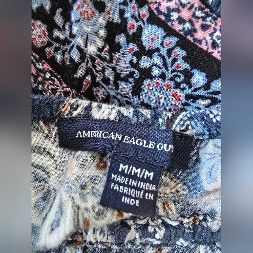 American Eagle Boho Floral Dress with Pink and Blue Accents - Picture 9 of 9